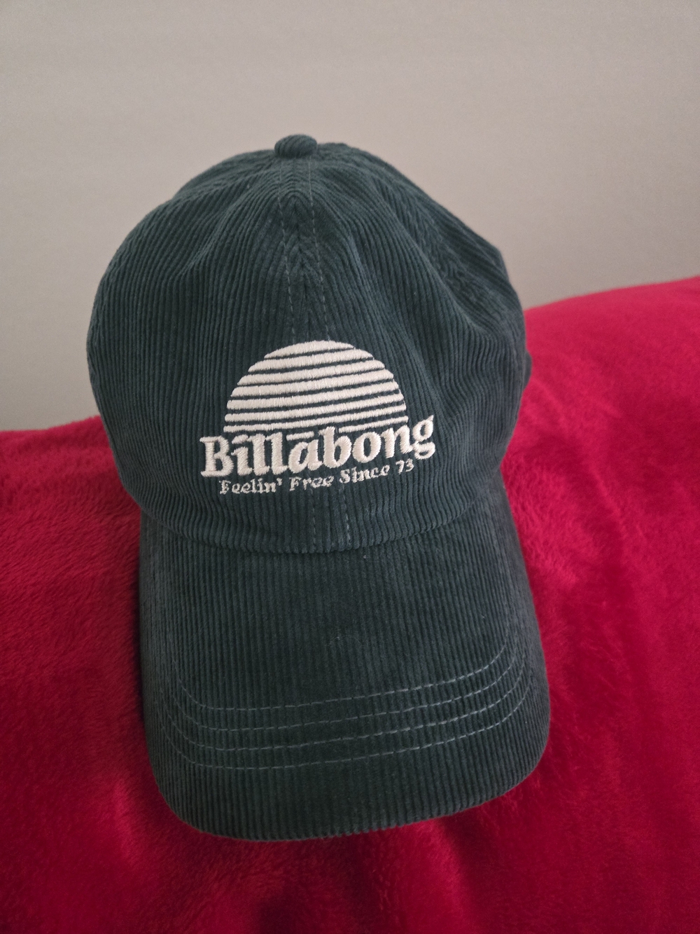 Billabong Dark Green Corduroy Cap with White Embroidered Logo
